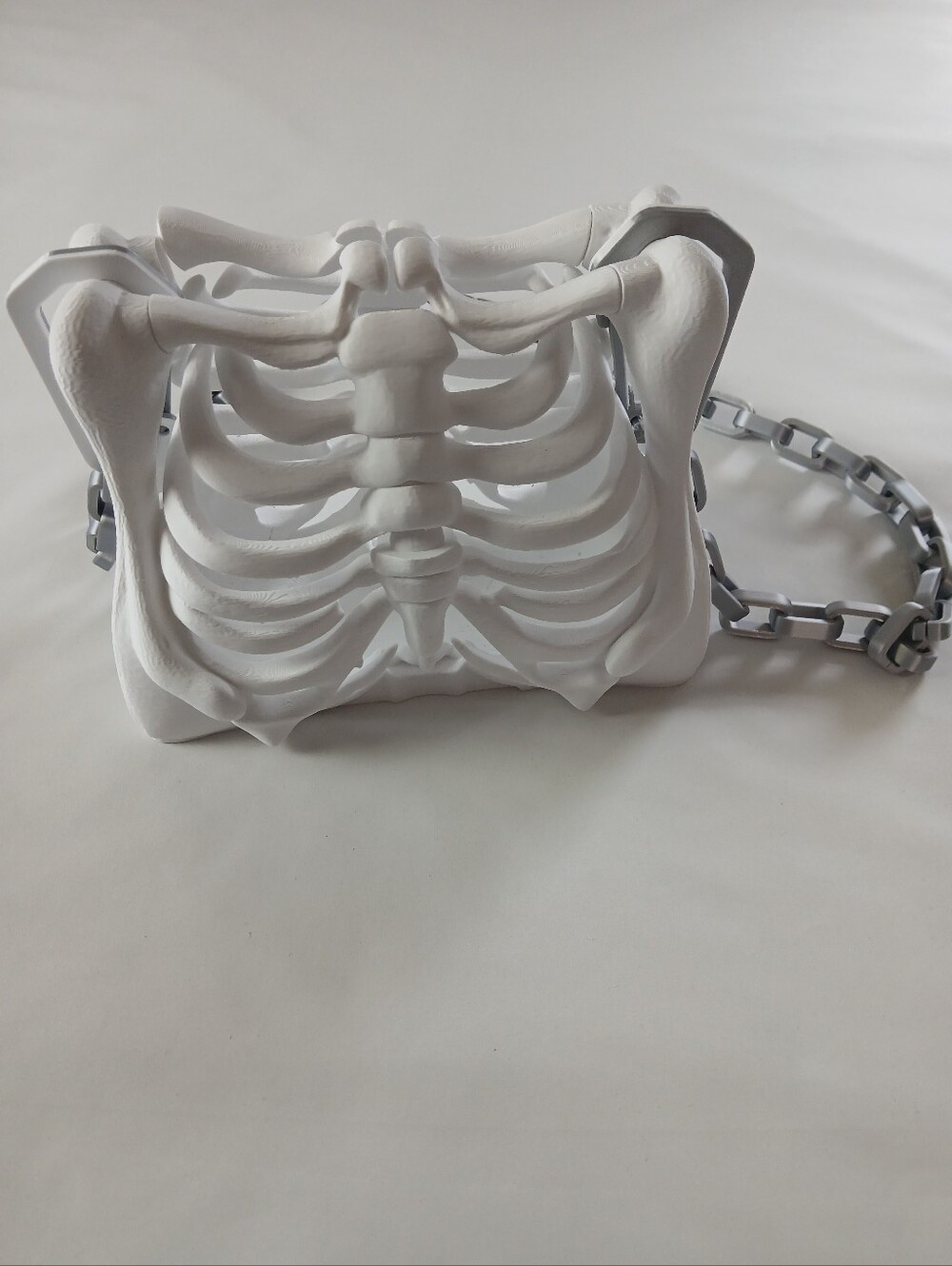 New White 3D Printed Skeleton Bone Ribcage Cossbody Shoulder Bag
